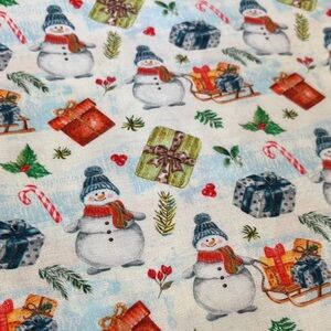JOANN FABRICS Festive Snowman and Gifts Holiday Christmas Fabric 4 Yards